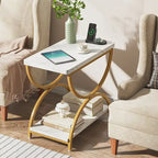Table d'appoint métallique à 2 niveaux – Table de chevet, table de canapé et table d'appoint (23"H)