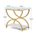 Table d'appoint métallique à 2 niveaux – Table de chevet, table de canapé et table d'appoint (23"H)