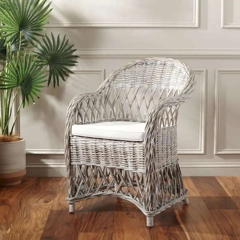 Fauteuil club en rotin Kubu naturel Spyrini – Tissage ouvert, intérieur/véranda (66 cm L x 68,5 cm P x 91,5 cm H)