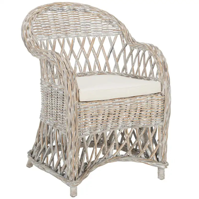 Fauteuil club en rotin Kubu naturel Spyrini – Tissage ouvert, intérieur/véranda (66 cm L x 68,5 cm P x 91,5 cm H)