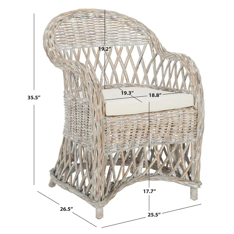 Fauteuil club en rotin Kubu naturel Spyrini – Tissage ouvert, intérieur/véranda (66 cm L x 68,5 cm P x 91,5 cm H)