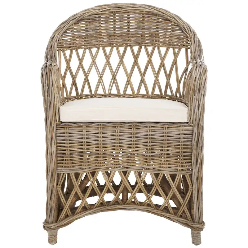 Fauteuil club en rotin Kubu naturel Spyrini – Tissage ouvert, intérieur/véranda (66 cm L x 68,5 cm P x 91,5 cm H)