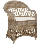 Fauteuil club en rotin Kubu naturel Spyrini – Tissage ouvert, intérieur/véranda (66 cm L x 68,5 cm P x 91,5 cm H)