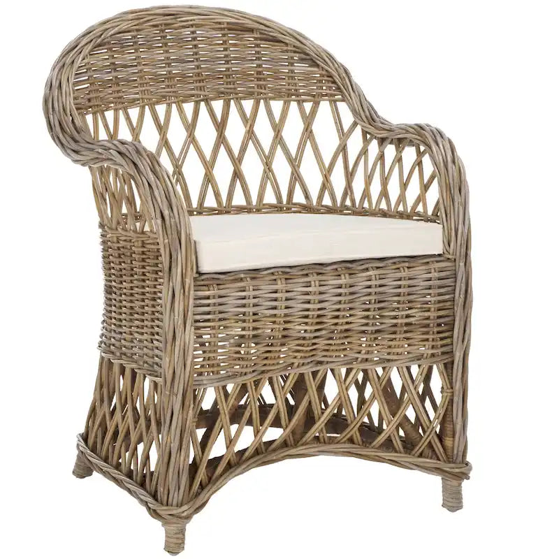 Fauteuil club en rotin Kubu naturel Spyrini – Tissage ouvert, intérieur/véranda (66 cm L x 68,5 cm P x 91,5 cm H)
