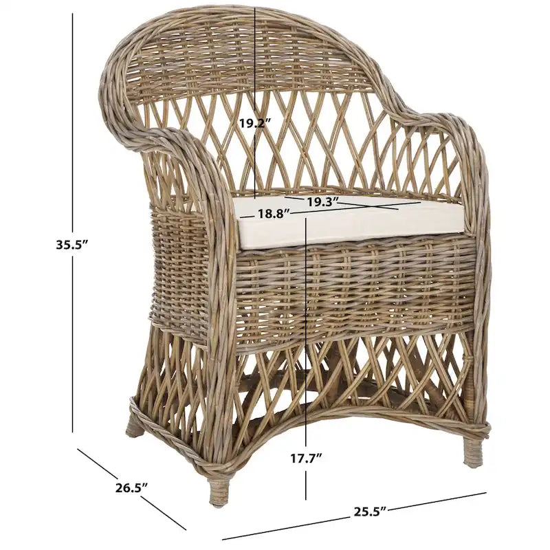 Fauteuil club en rotin Kubu naturel Spyrini – Tissage ouvert, intérieur/véranda (66 cm L x 68,5 cm P x 91,5 cm H)