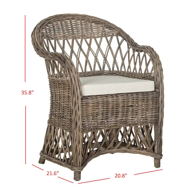 Fauteuil club en rotin Kubu naturel Spyrini – Tissage ouvert, intérieur/véranda (66 cm L x 68,5 cm P x 91,5 cm H)