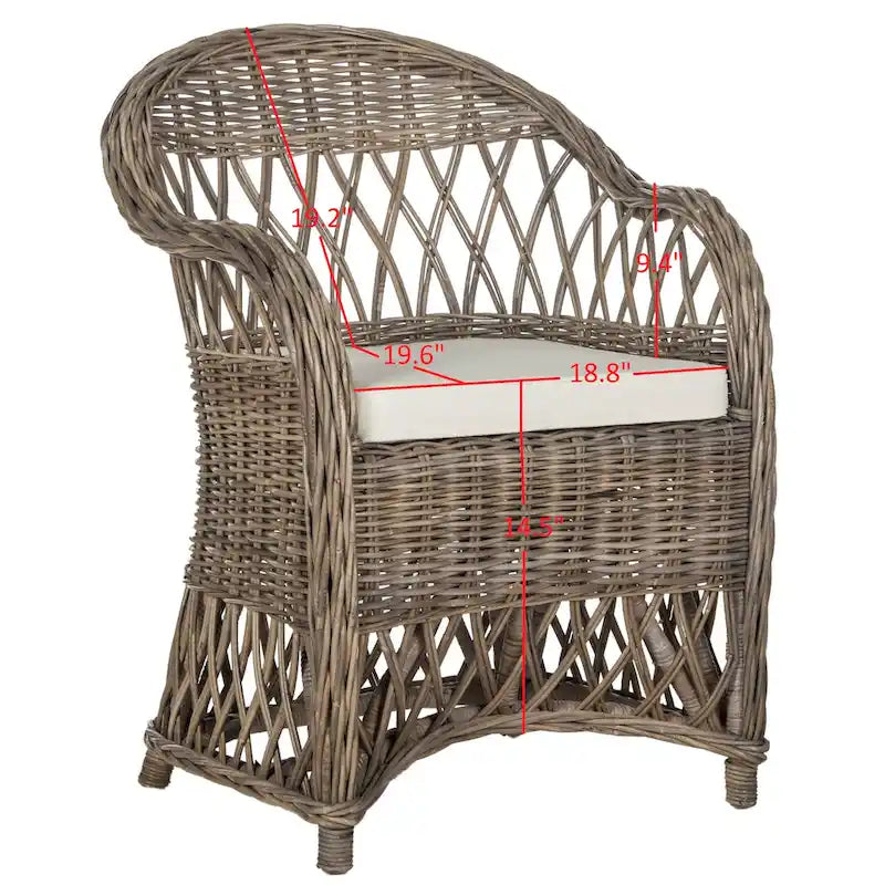 Fauteuil club en rotin Kubu naturel Spyrini – Tissage ouvert, intérieur/véranda (66 cm L x 68,5 cm P x 91,5 cm H)