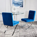 Chaise d'appoint capitonnée Glam avec pieds en chrome poli – Revêtement aspect cuir (19"L x 23"P x 35"H)