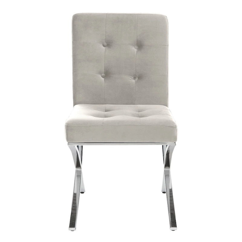 Chaise d'appoint capitonnée Glam avec pieds en chrome poli – Revêtement aspect cuir (19"L x 23"P x 35"H)
