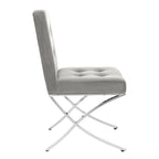Chaise d'appoint capitonnée Glam avec pieds en chrome poli – Revêtement aspect cuir (19"L x 23"P x 35"H)