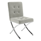 Chaise d'appoint capitonnée Glam avec pieds en chrome poli – Revêtement aspect cuir (19"L x 23"P x 35"H)