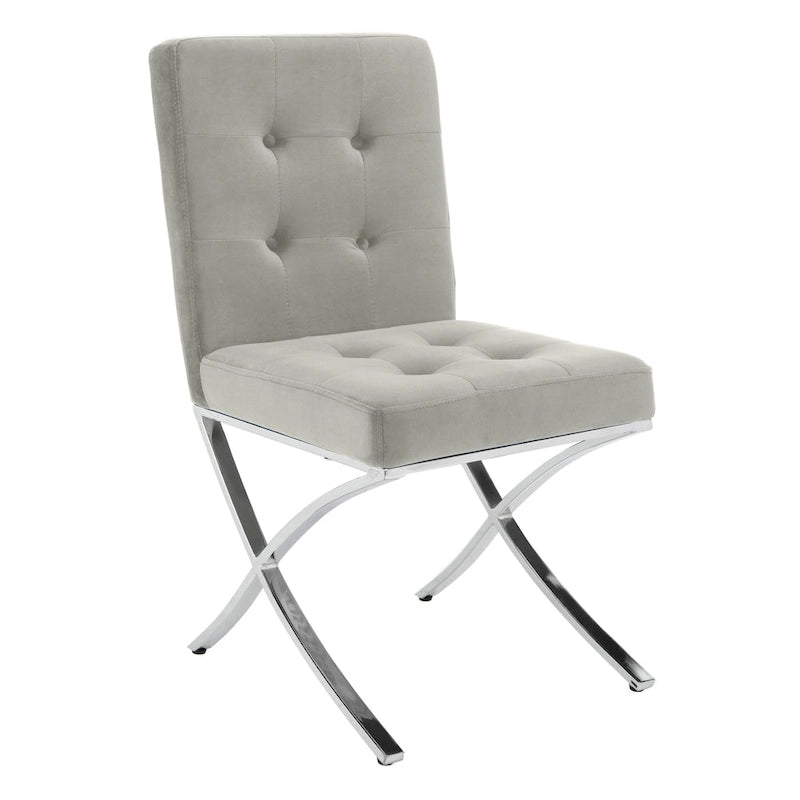 Chaise d'appoint capitonnée Glam avec pieds en chrome poli – Revêtement aspect cuir (19"L x 23"P x 35"H)