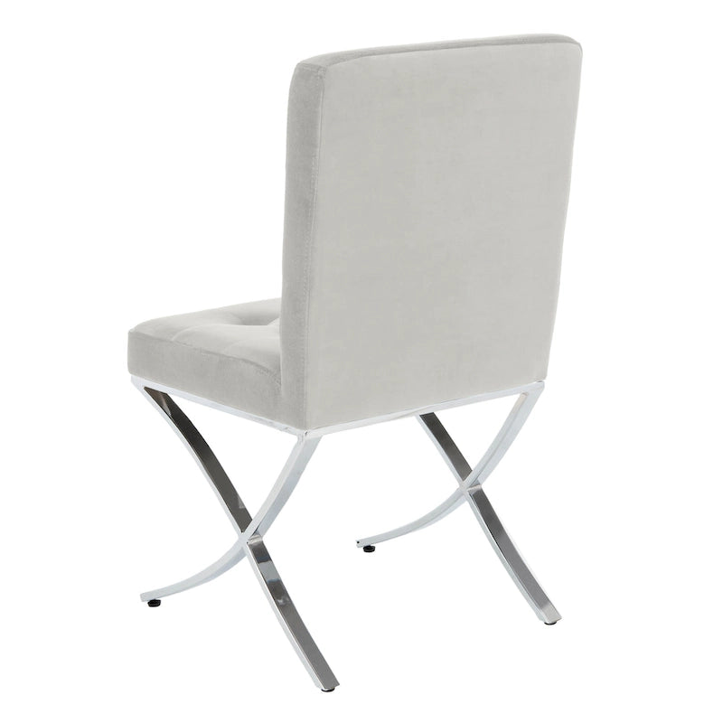 Chaise d'appoint capitonnée Glam avec pieds en chrome poli – Revêtement aspect cuir (19"L x 23"P x 35"H)