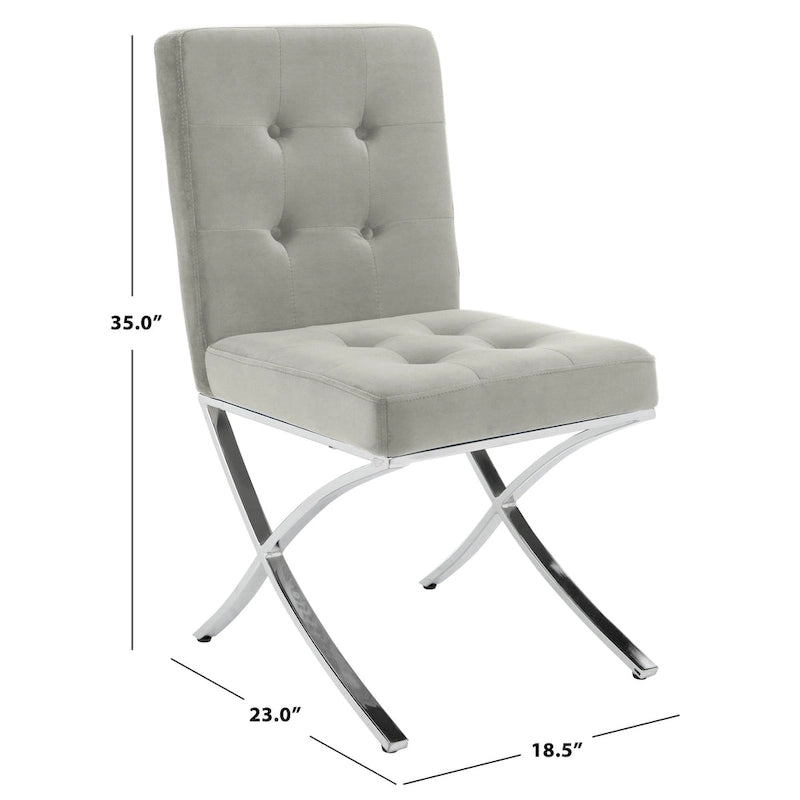 Chaise d'appoint capitonnée Glam avec pieds en chrome poli – Revêtement aspect cuir (19"L x 23"P x 35"H)