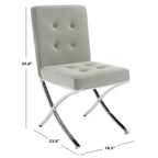 Chaise d'appoint capitonnée Glam avec pieds en chrome poli – Revêtement aspect cuir (19"L x 23"P x 35"H)