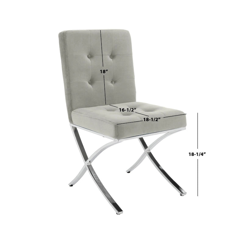 Chaise d'appoint capitonnée Glam avec pieds en chrome poli – Revêtement aspect cuir (19"L x 23"P x 35"H)