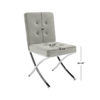 Chaise d'appoint capitonnée Glam avec pieds en chrome poli – Revêtement aspect cuir (19"L x 23"P x 35"H)