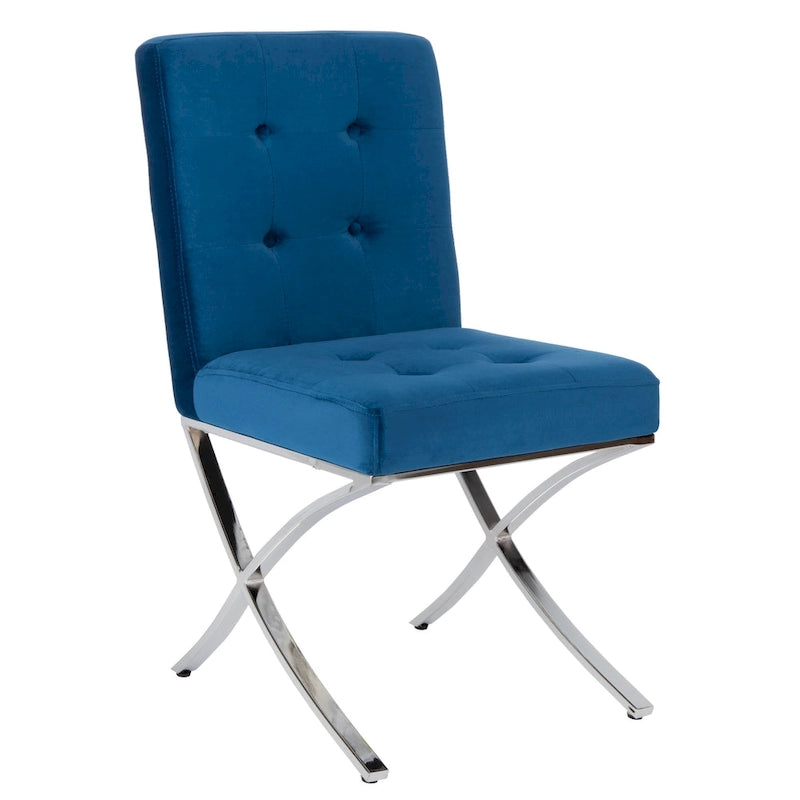 Chaise d'appoint capitonnée Glam avec pieds en chrome poli – Revêtement aspect cuir (19"L x 23"P x 35"H)