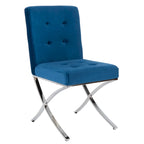 Chaise d'appoint capitonnée Glam avec pieds en chrome poli – Revêtement aspect cuir (19"L x 23"P x 35"H)