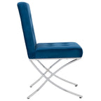 Chaise d'appoint capitonnée Glam avec pieds en chrome poli – Revêtement aspect cuir (19"L x 23"P x 35"H)