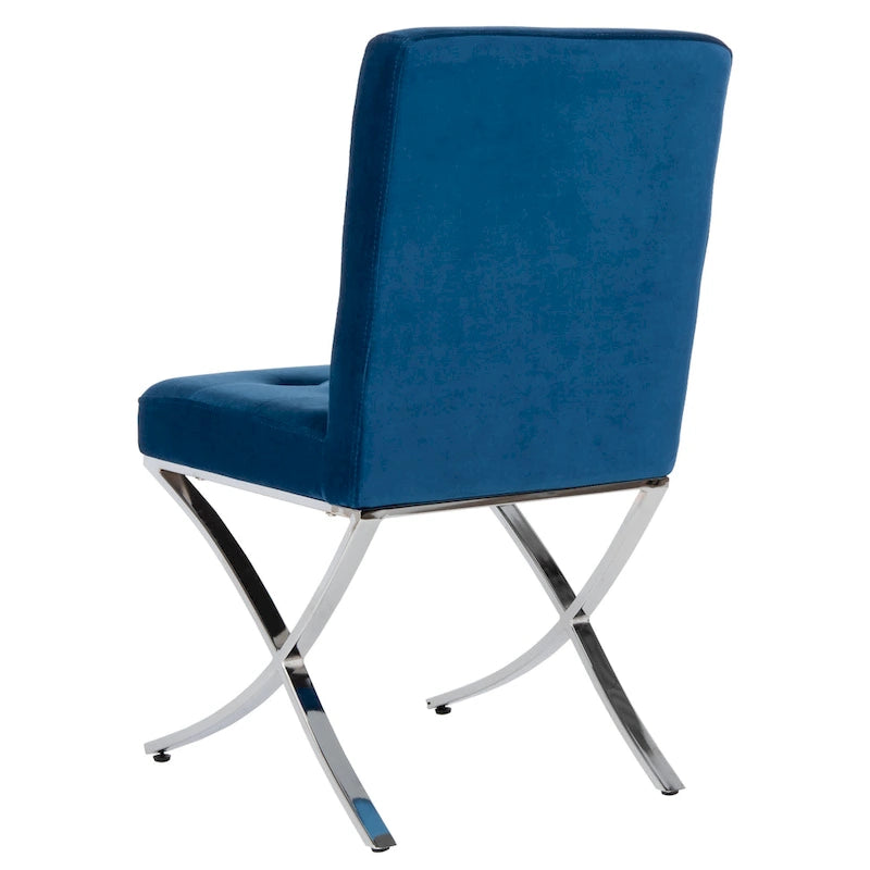 Chaise d'appoint capitonnée Glam avec pieds en chrome poli – Revêtement aspect cuir (19"L x 23"P x 35"H)
