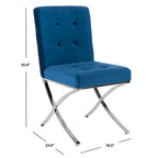 Chaise d'appoint capitonnée Glam avec pieds en chrome poli – Revêtement aspect cuir (19"L x 23"P x 35"H)