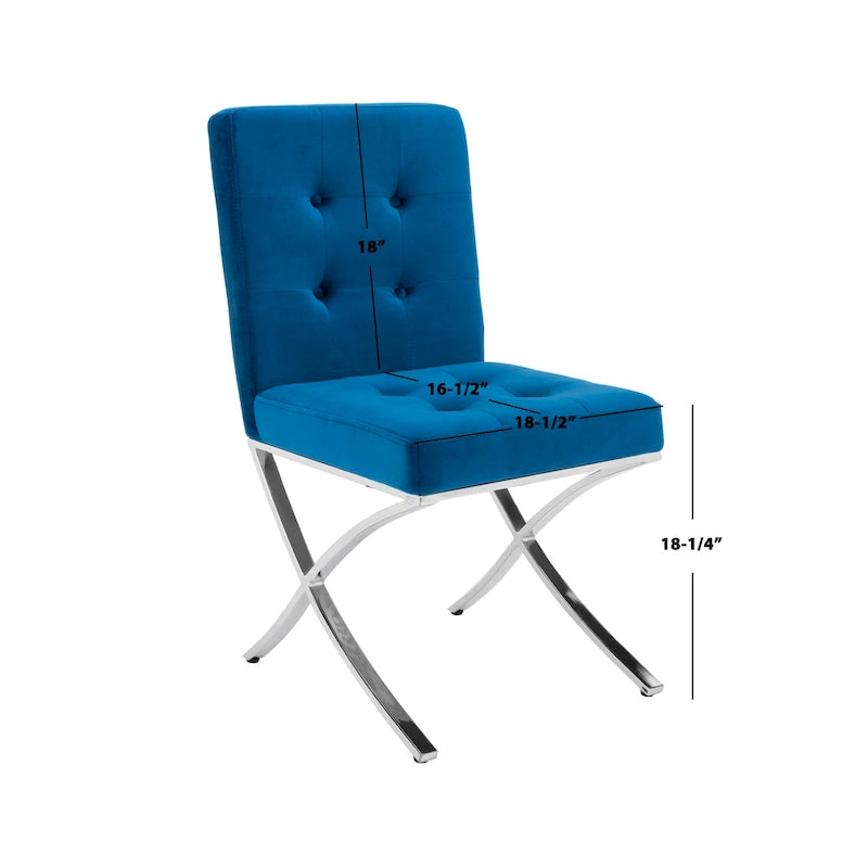 Chaise d'appoint capitonnée Glam avec pieds en chrome poli – Revêtement aspect cuir (19"L x 23"P x 35"H)