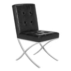 Chaise d'appoint capitonnée Glam avec pieds en chrome poli – Revêtement aspect cuir (19"L x 23"P x 35"H)