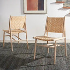 SAFAVIEH Nadine Coastal Rattan Dining Room Chair (Set of 2) - 24.8 x 19.6 L x 15.7 H - 25Wx20Dx35H
