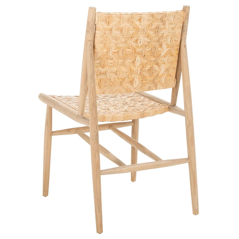 Chaise de salle à manger en rotin côtier avec structure en bois naturel – Lot de 2 (63,5 cm l. x 50,8 cm P x 88,9 cm H)