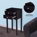 Table d'appoint avec 2 tiroirs - Noir - 16,0 x 13,0 x 30,0 (L x l x H)