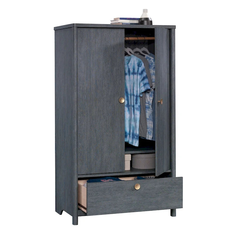 Armoire penderie Dover Edge avec tringle et tiroir – Finition Chêne Denim