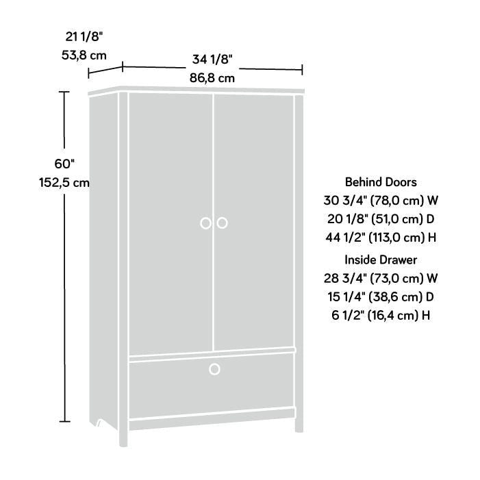 Armoire penderie Dover Edge avec tringle et tiroir – Finition Chêne Denim
