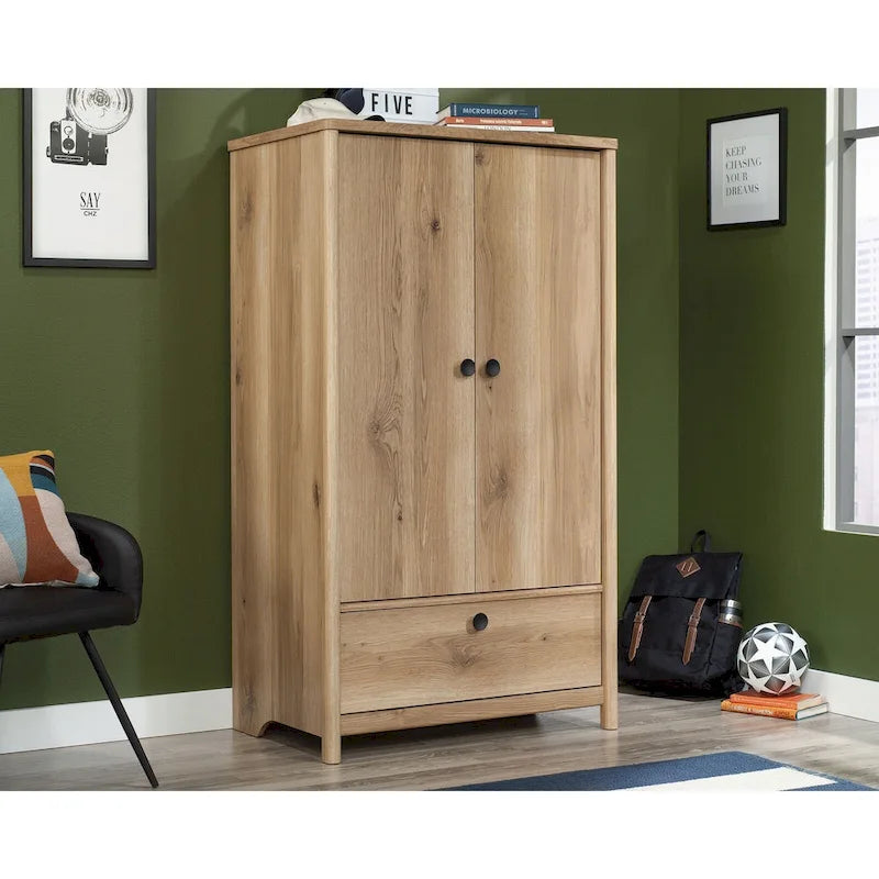 Armoire penderie Dover Edge avec tringle et tiroir – Finition Chêne Denim