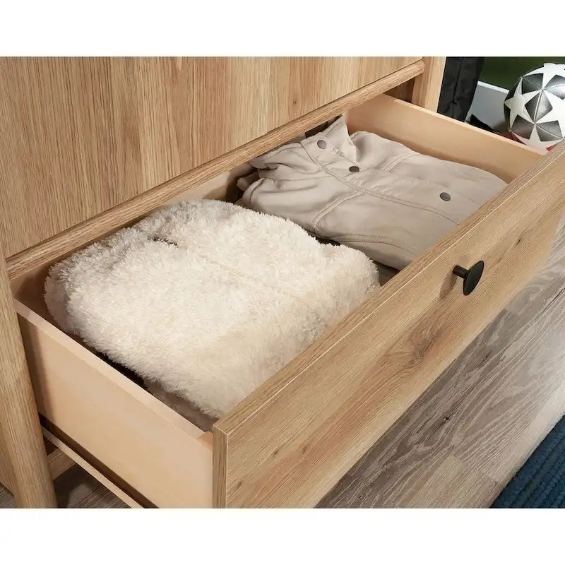 Armoire penderie Dover Edge avec tringle et tiroir – Finition Chêne Denim
