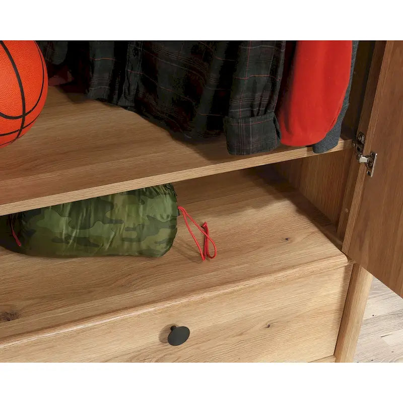 Armoire penderie Dover Edge avec tringle et tiroir – Finition Chêne Denim
