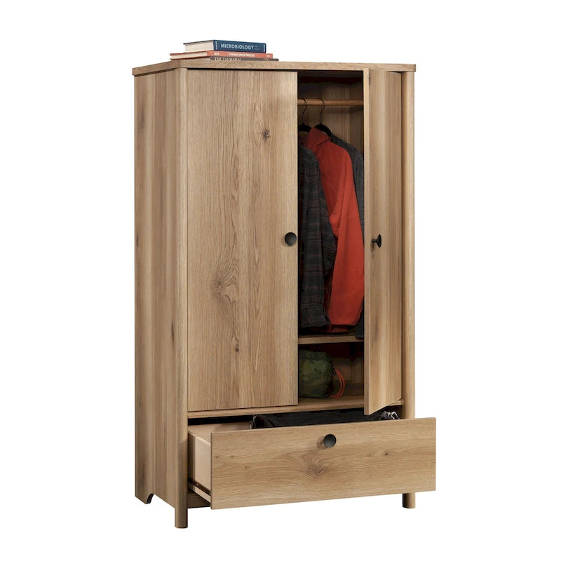 Armoire penderie Dover Edge avec tringle et tiroir – Finition Chêne Denim