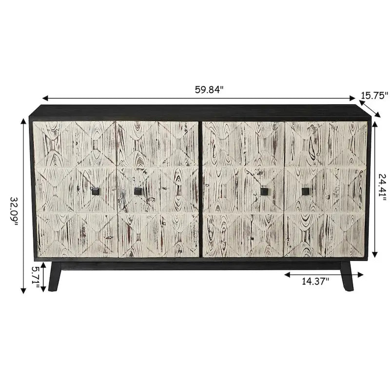 59.84 Buffet vintage 4 portes, buffet autoportant