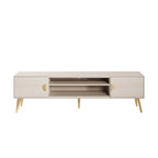 Meuble TV de style moderne du milieu du siècle de 180 cm avec portes à fermeture amortie et rangement dissimulé