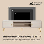Meuble TV de style moderne du milieu du siècle de 180 cm avec portes à fermeture amortie et rangement dissimulé
