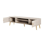 Meuble TV de style moderne du milieu du siècle de 180 cm avec portes à fermeture amortie et rangement dissimulé