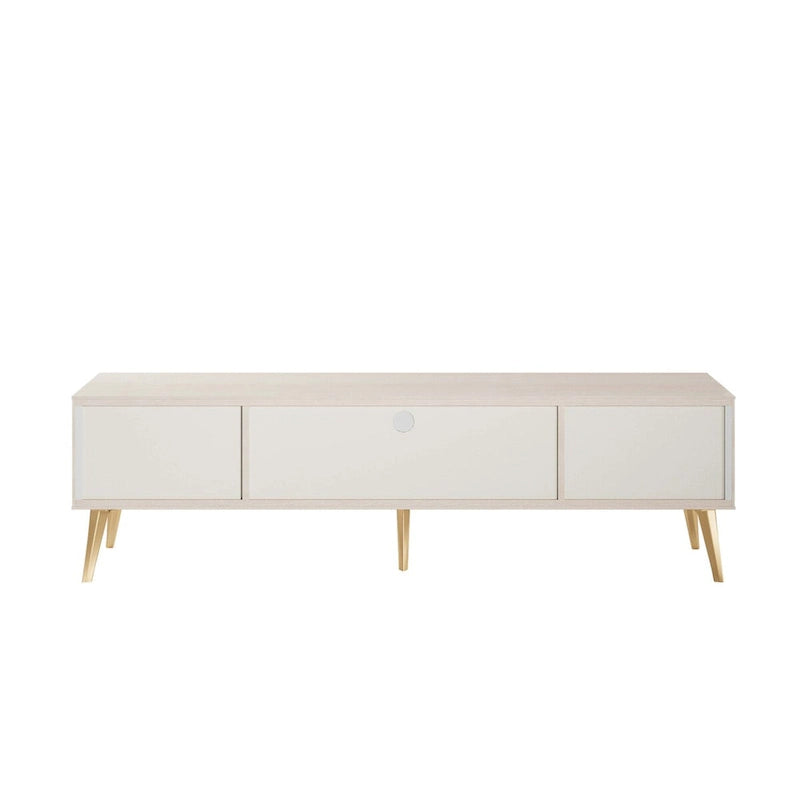 Meuble TV de style moderne du milieu du siècle de 180 cm avec portes à fermeture amortie et rangement dissimulé
