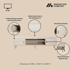 Meuble TV de style moderne du milieu du siècle de 180 cm avec portes à fermeture amortie et rangement dissimulé
