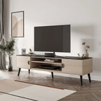 Meuble TV de style moderne du milieu du siècle de 180 cm avec portes à fermeture amortie et rangement dissimulé