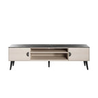 Meuble TV de style moderne du milieu du siècle de 180 cm avec portes à fermeture amortie et rangement dissimulé