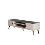 Meuble TV de style moderne du milieu du siècle de 180 cm avec portes à fermeture amortie et rangement dissimulé