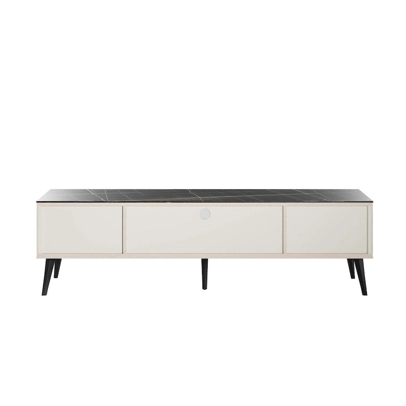 Meuble TV de style moderne du milieu du siècle de 180 cm avec portes à fermeture amortie et rangement dissimulé