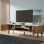 Meuble TV de style moderne du milieu du siècle de 180 cm avec portes à fermeture amortie et rangement dissimulé