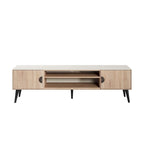 Meuble TV de style moderne du milieu du siècle de 180 cm avec portes à fermeture amortie et rangement dissimulé