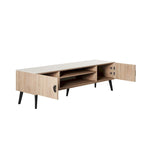 Meuble TV de style moderne du milieu du siècle de 180 cm avec portes à fermeture amortie et rangement dissimulé